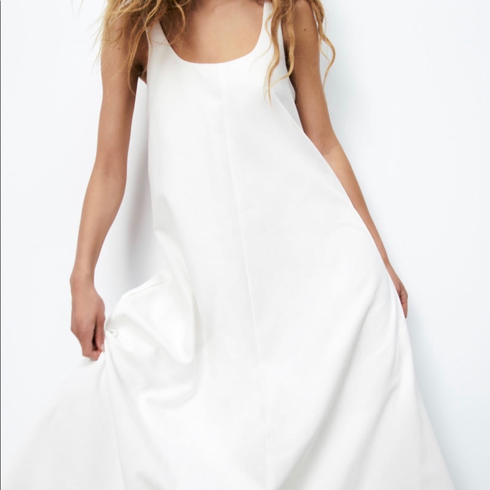 Zara White Linen Blend Dress - Picture 3 of 10